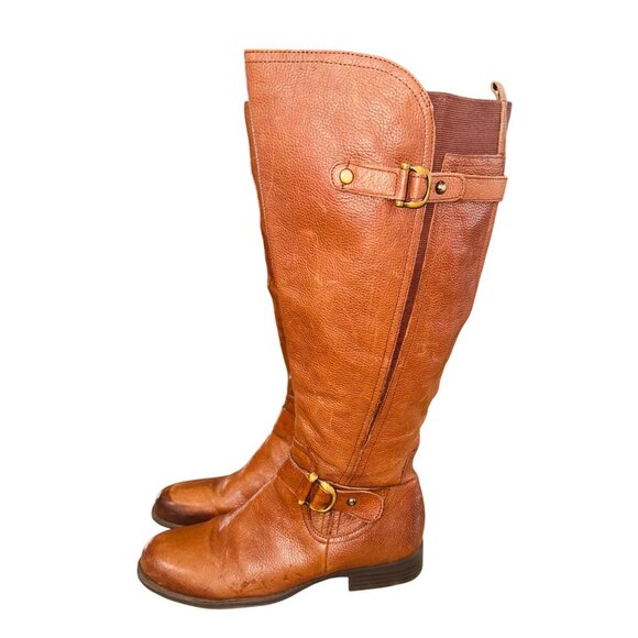 Naturalizer Brown Leather Knee-High Riding Boots 7 Wide Calf N5 Comfort Preppy - Picture 2 of 16